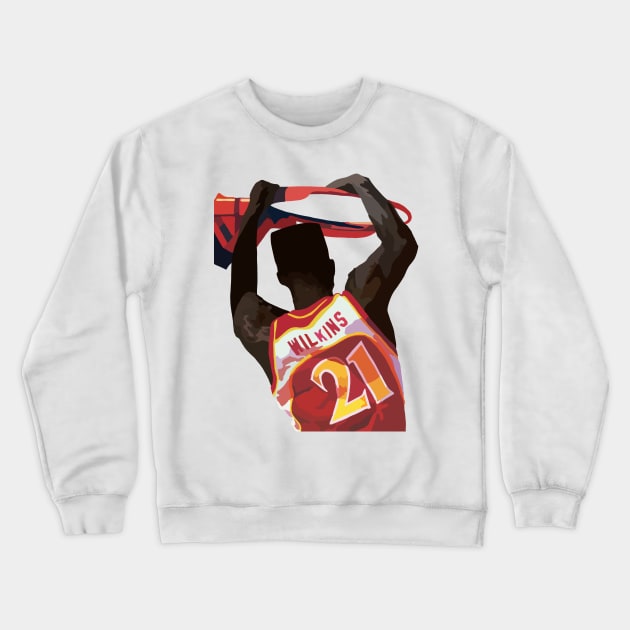 Dominique Wilkins of the Atlanta Hawks Crewneck Sweatshirt by ActualFactual